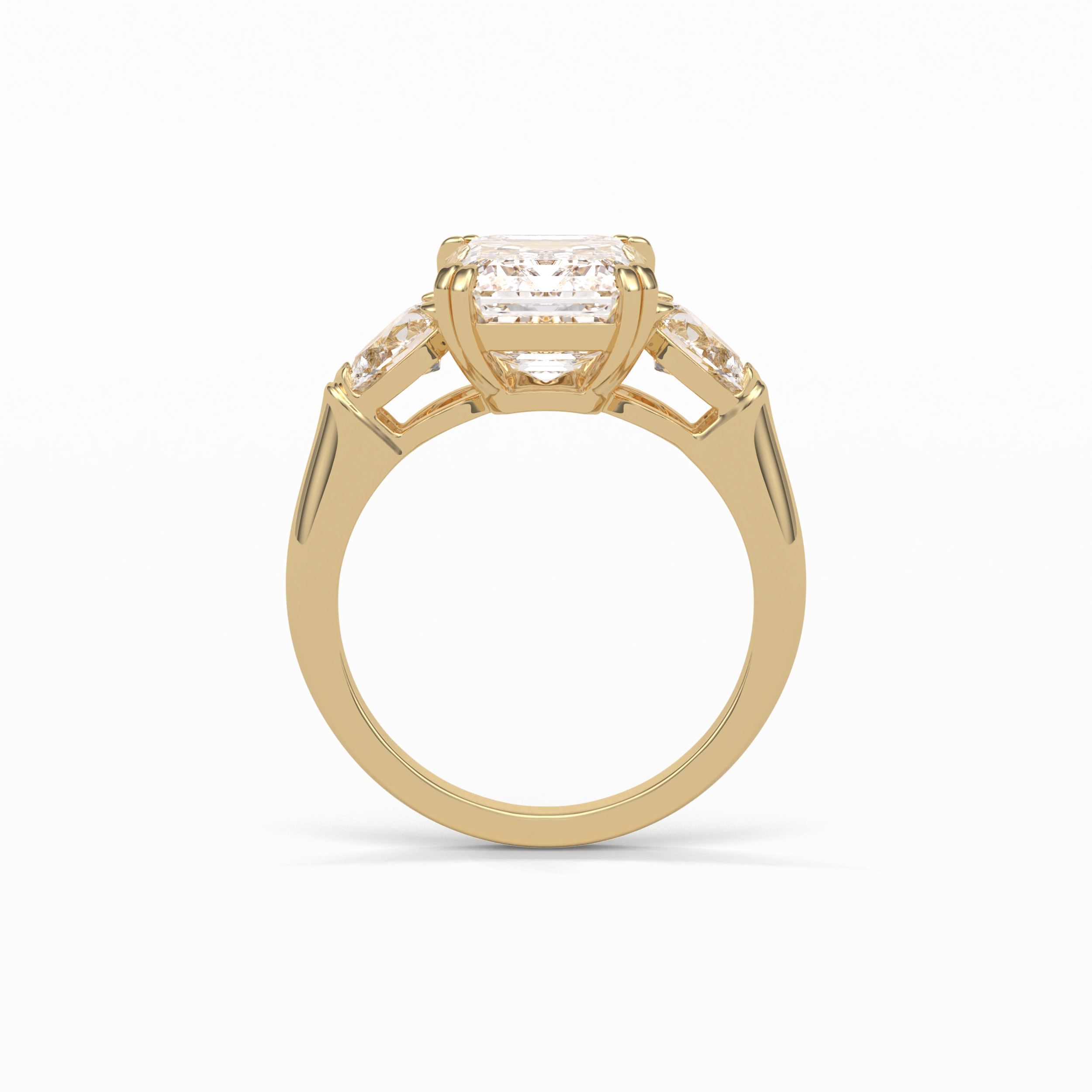 3.24 CT Emerald Cut Three Stones Style Moissanite Engagement Ring 9