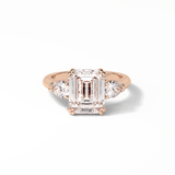 3.24 CT Emerald Cut Three Stones Style Moissanite Engagement Ring 15