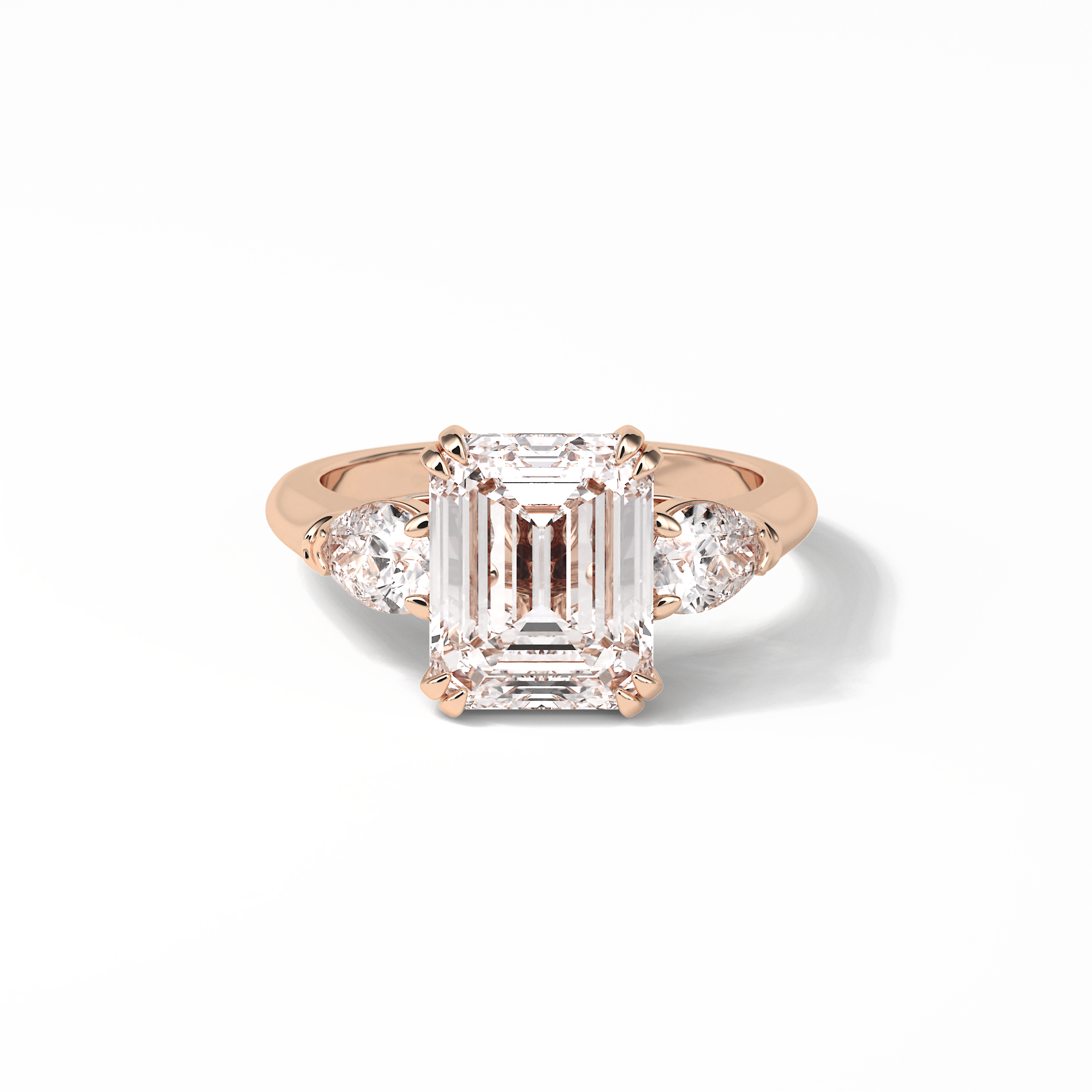3.24 CT Emerald Cut Three Stones Style Moissanite Engagement Ring 15