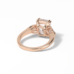 3.24 CT Emerald Cut Three Stones Style Moissanite Engagement Ring 17