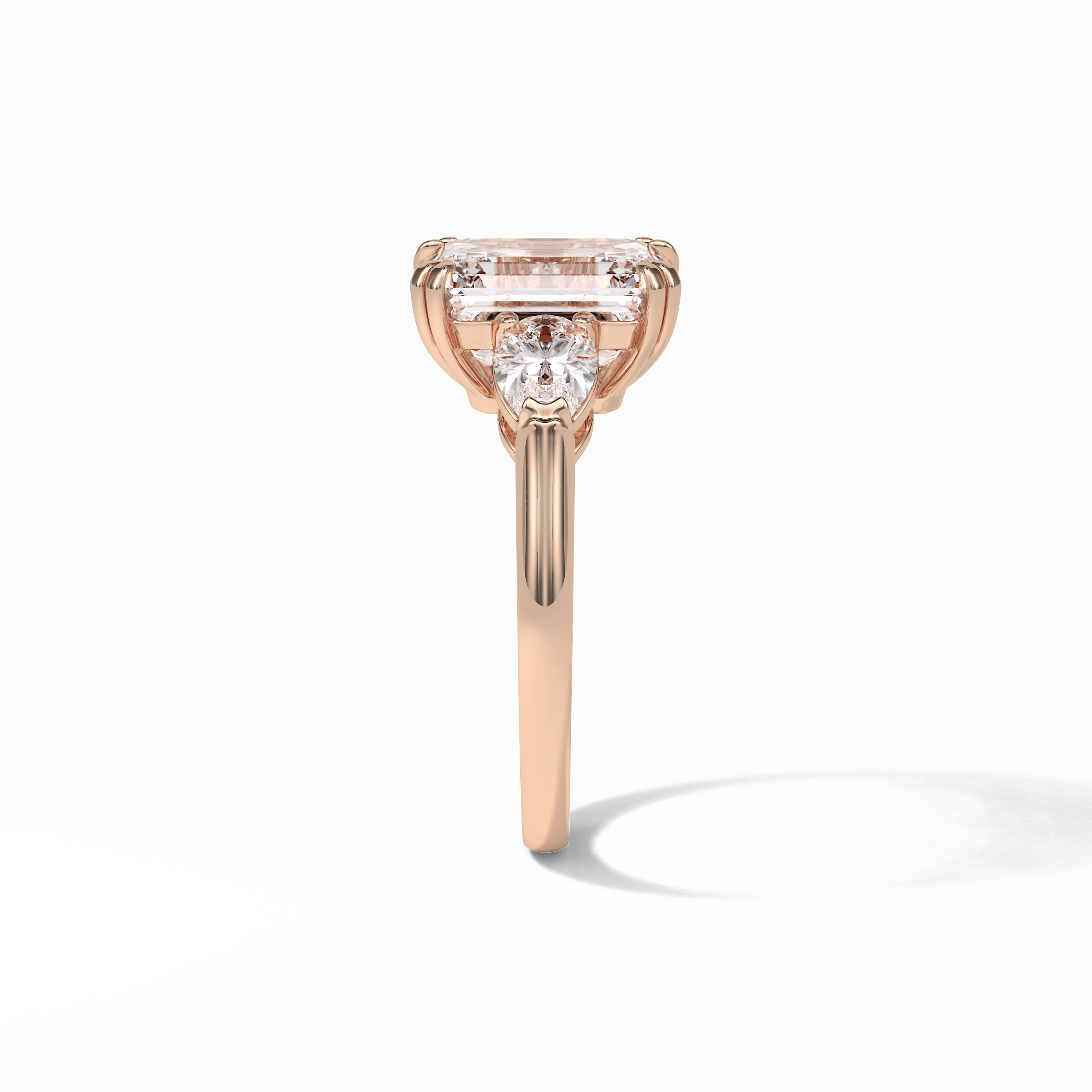 3.24 CT Emerald Cut Three Stones Style Moissanite Engagement Ring 19