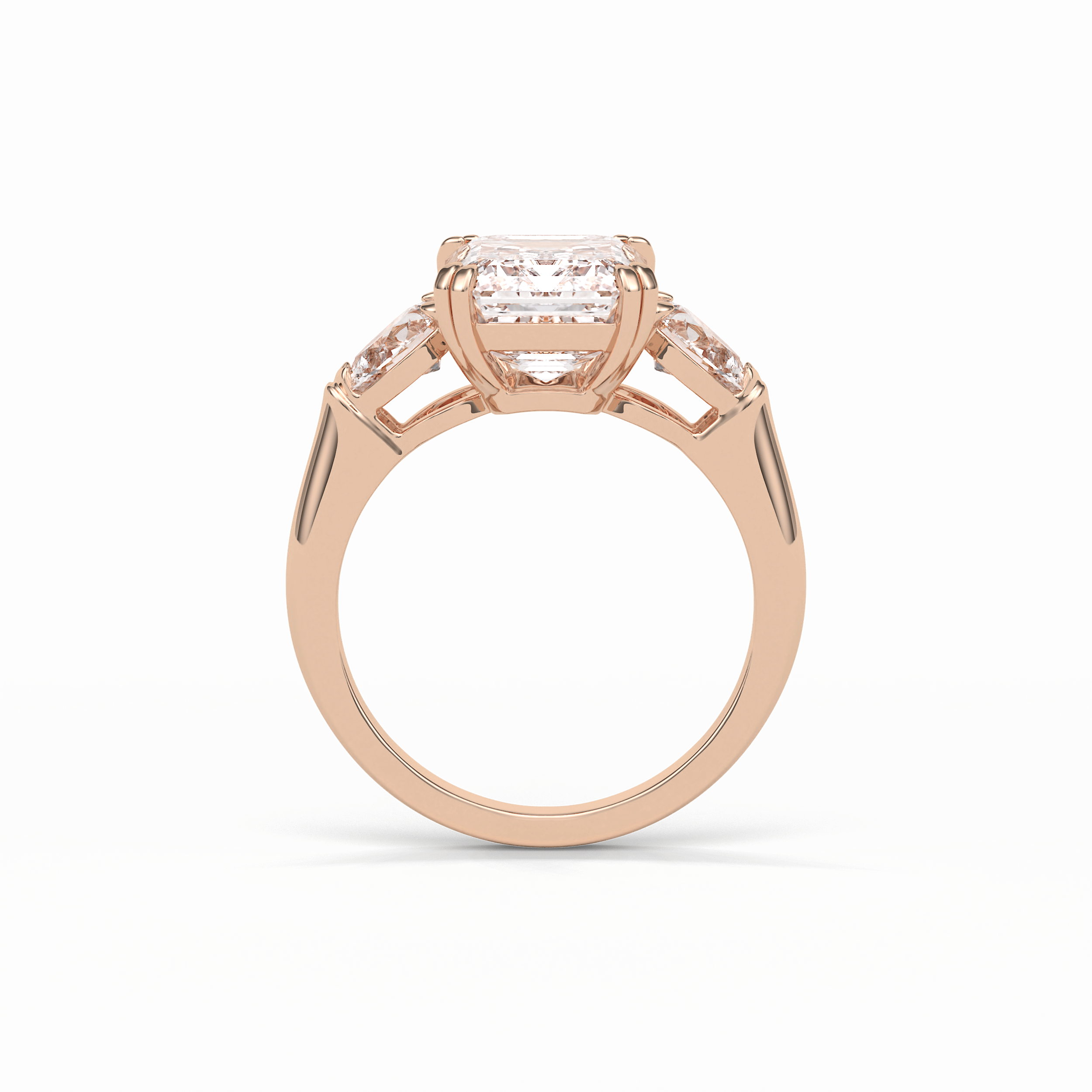 3.24 CT Emerald Cut Three Stones Style Moissanite Engagement Ring 16