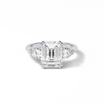 3.24 CT Emerald Cut Three Stones Style Moissanite Engagement Ring 1