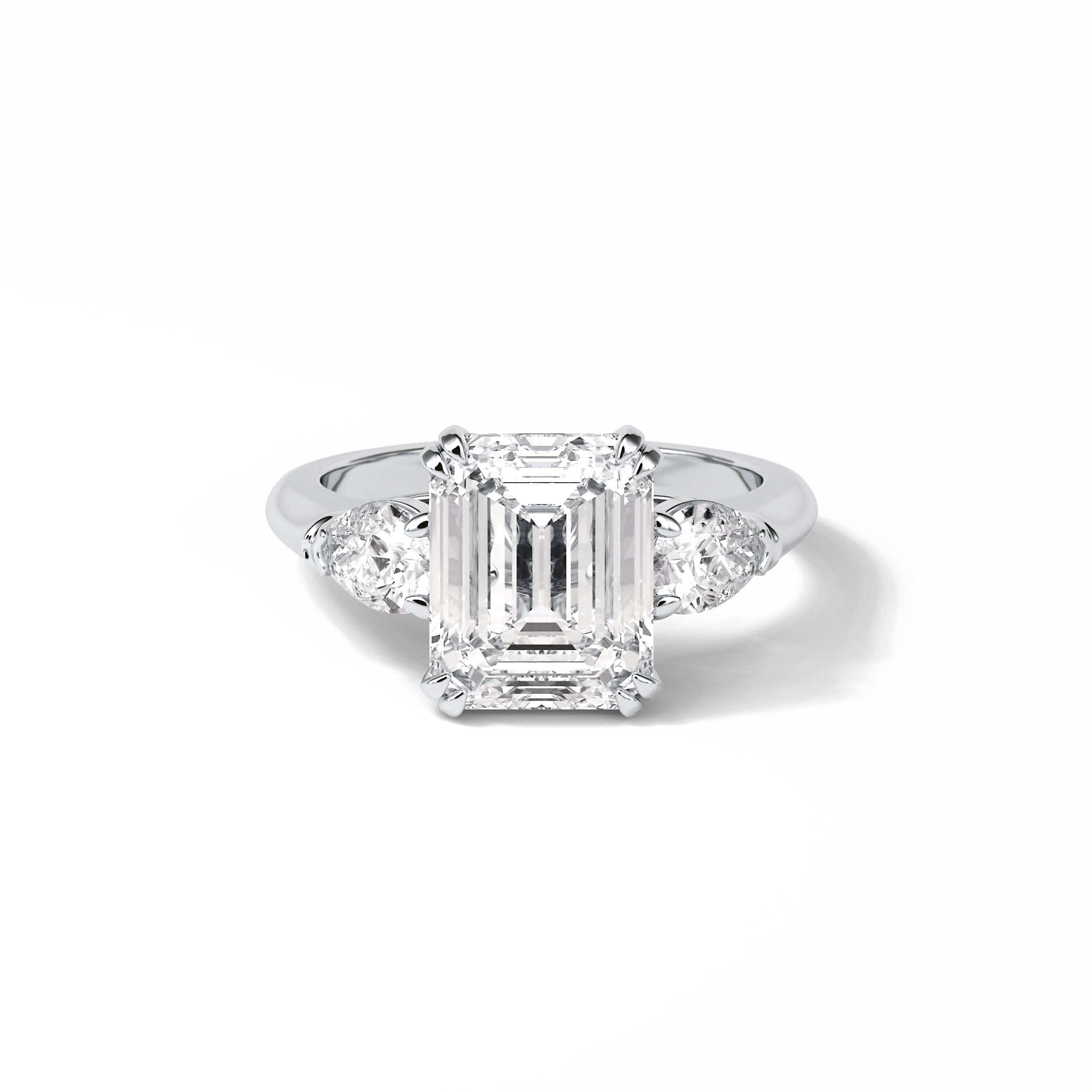 3.24 CT Emerald Cut Three Stones Style Moissanite Engagement Ring 1
