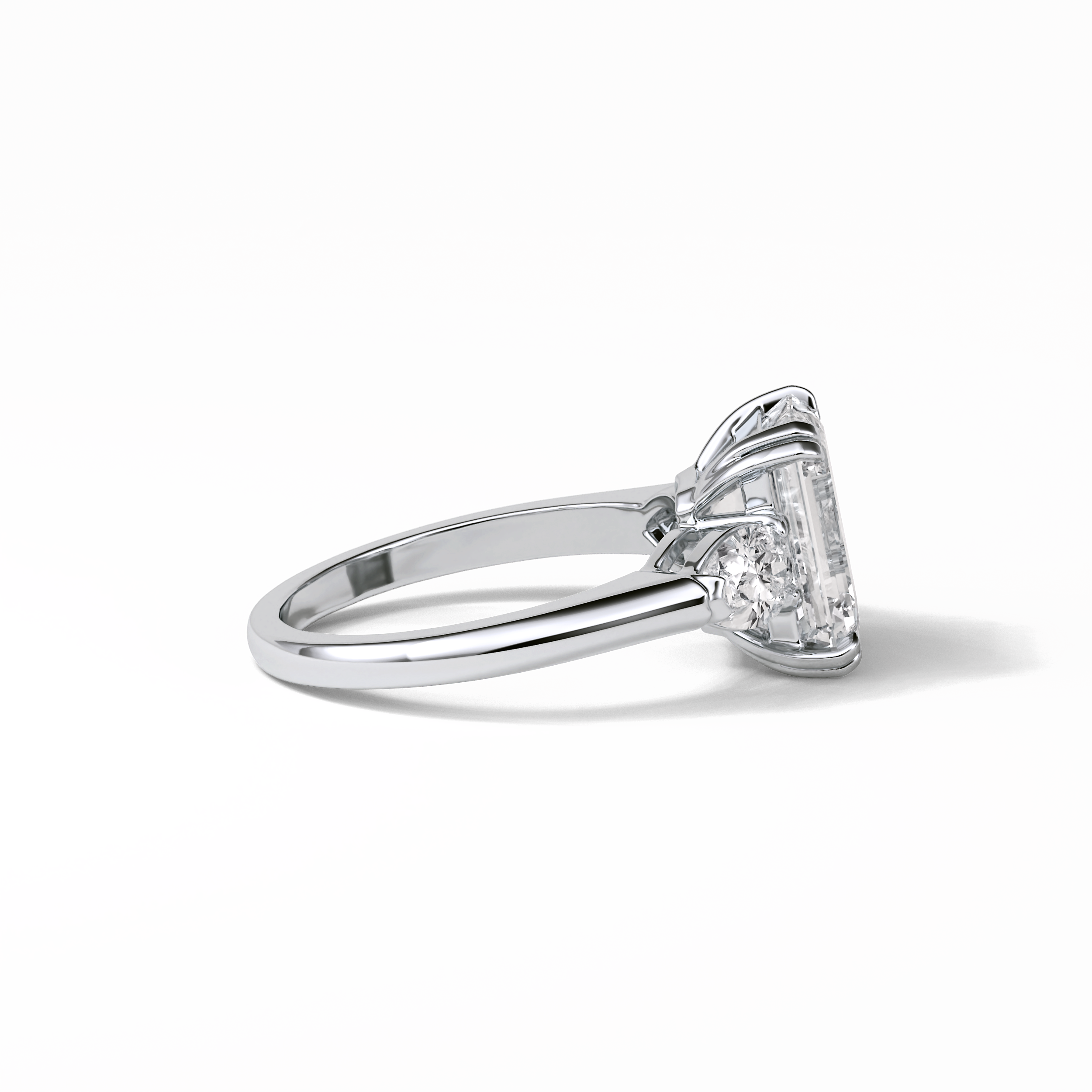 3.24 CT Emerald Cut Three Stones Style Moissanite Engagement Ring 6