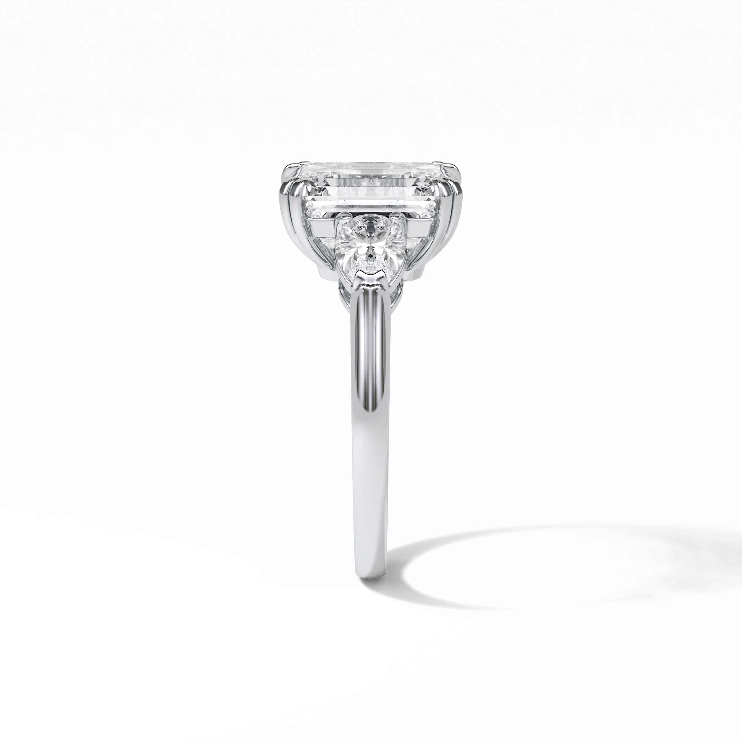 3.24 CT Emerald Cut Three Stones Style Moissanite Engagement Ring 7