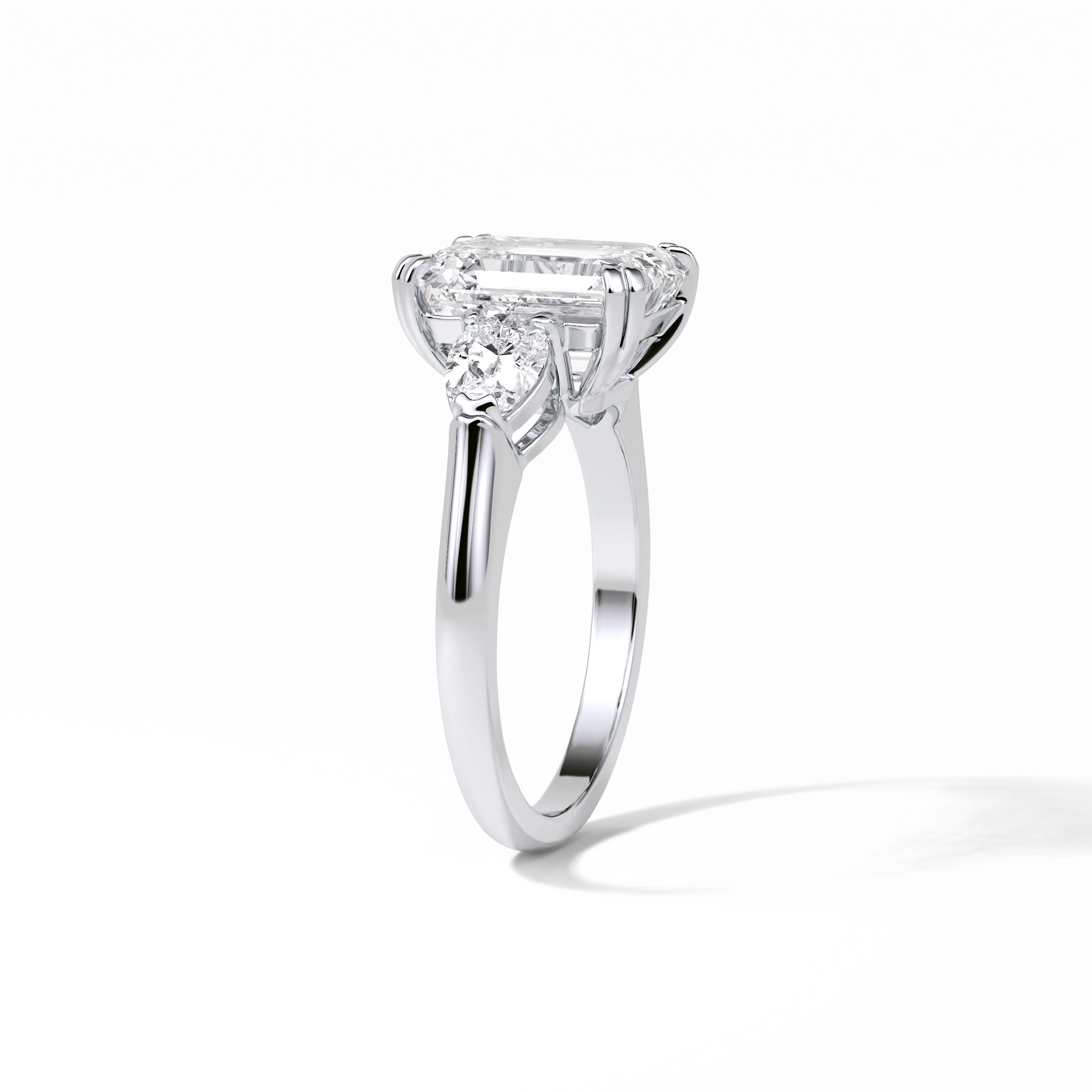 3.24 CT Emerald Cut Three Stones Style Moissanite Engagement Ring 2