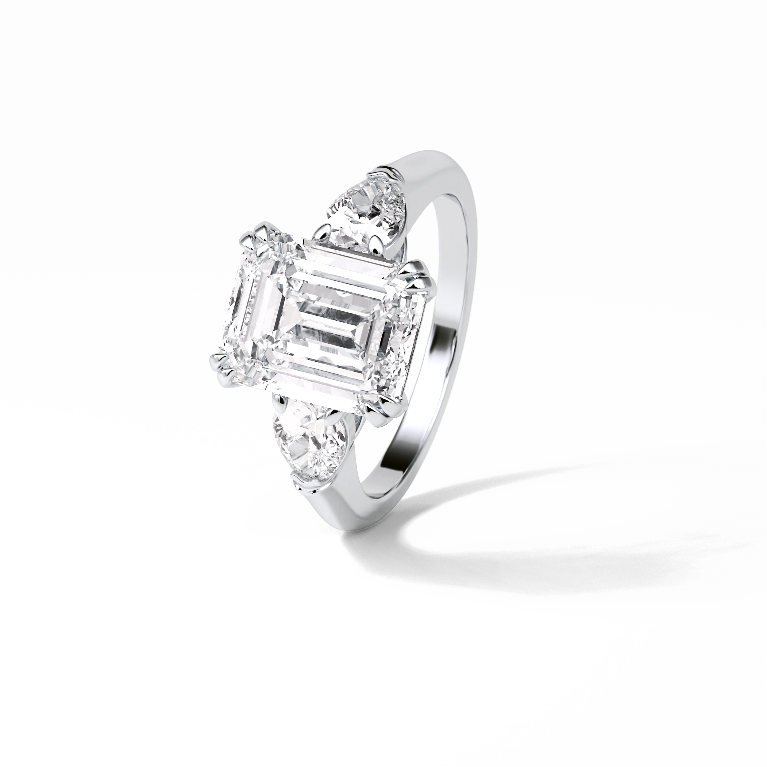 3.24 CT Emerald Cut Three Stones Style Moissanite Engagement Ring 3