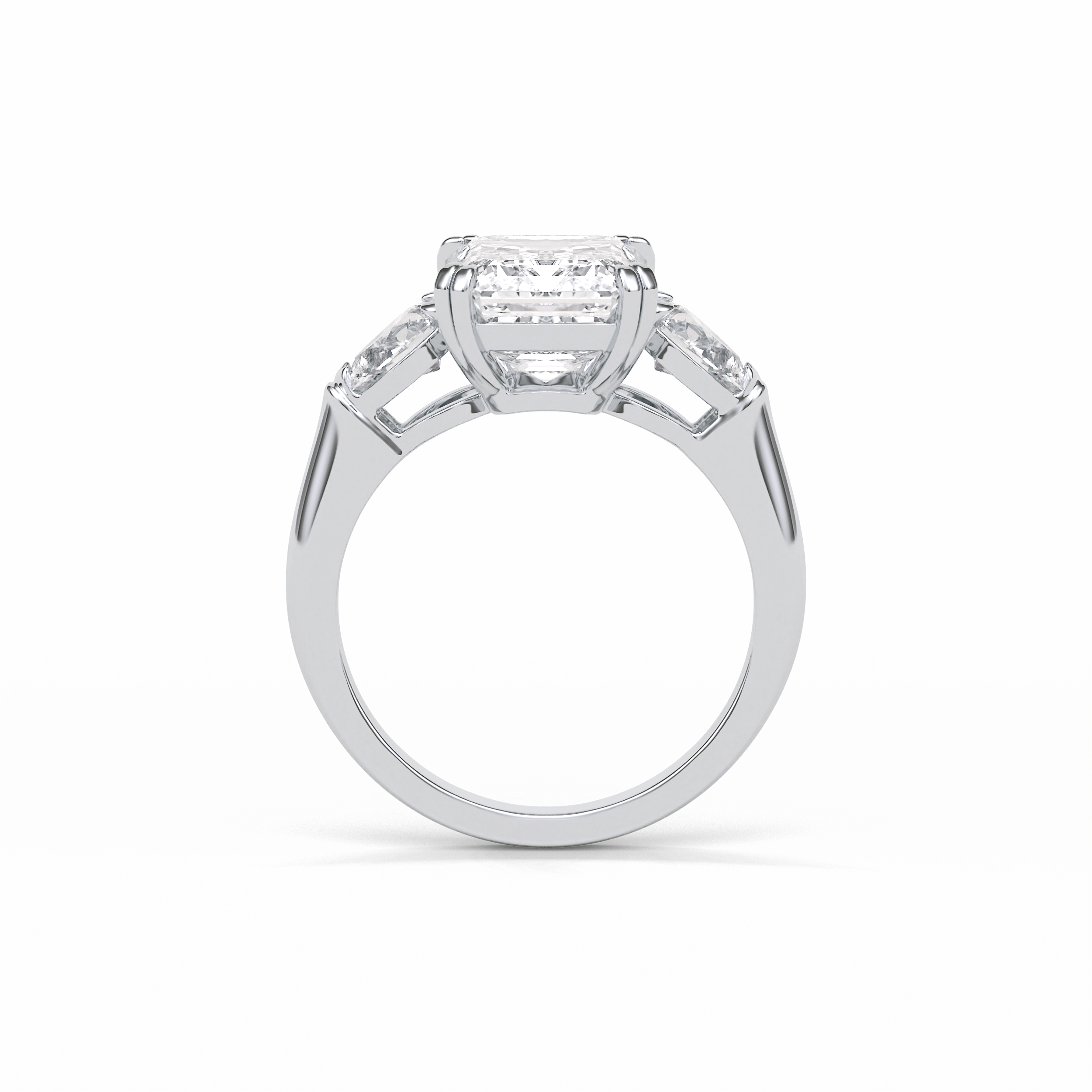 3.24 CT Emerald Cut Three Stones Style Moissanite Engagement Ring 4