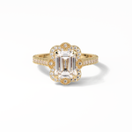 1.6 CT Emerald Cut Cluster Style Moissanite Engagement Ring 8