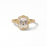 1.6 CT Emerald Cut Cluster Style Moissanite Engagement Ring 8