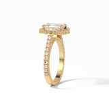 1.6 CT Emerald Cut Cluster Style Moissanite Engagement Ring 9