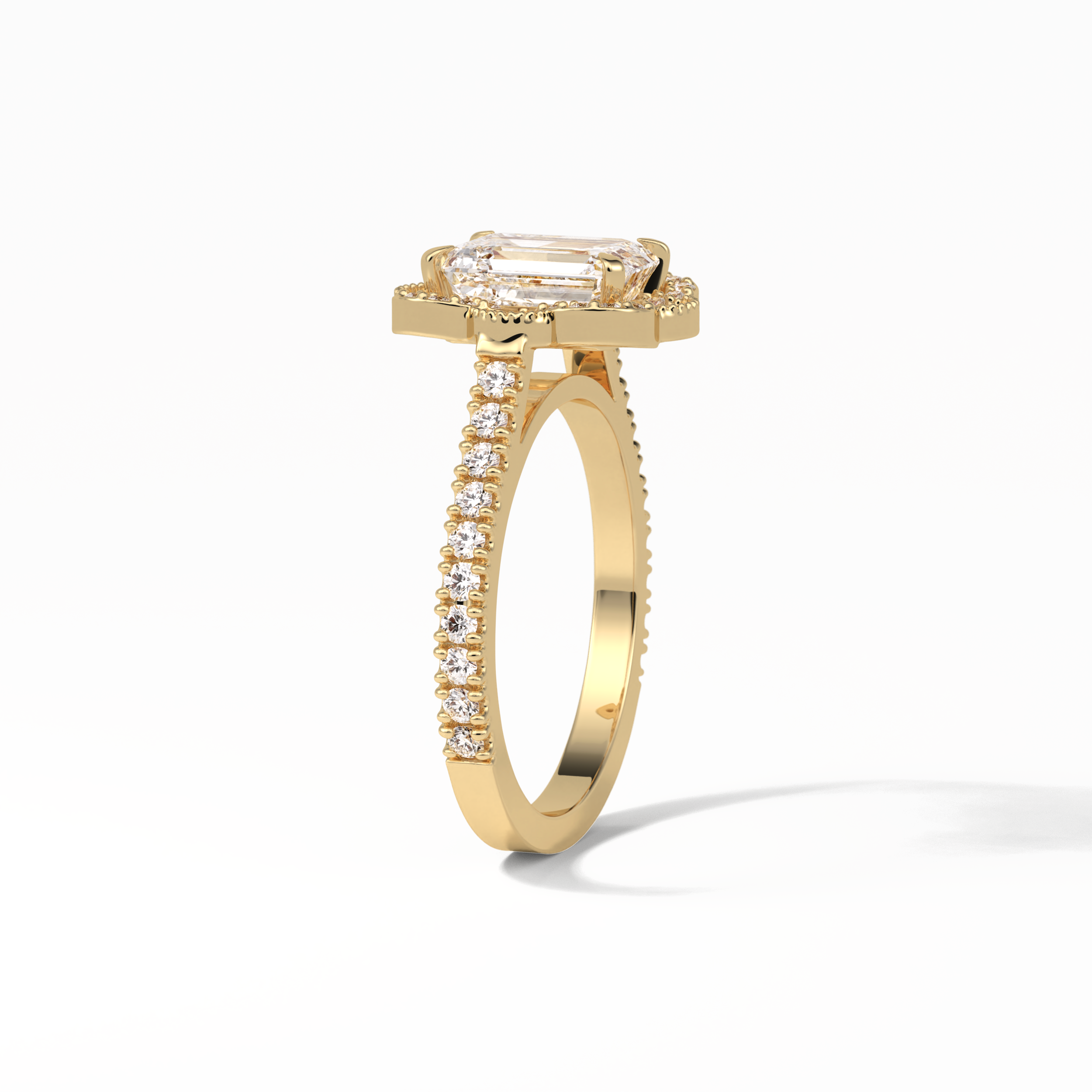 1.6 CT Emerald Cut Cluster Style Moissanite Engagement Ring 9