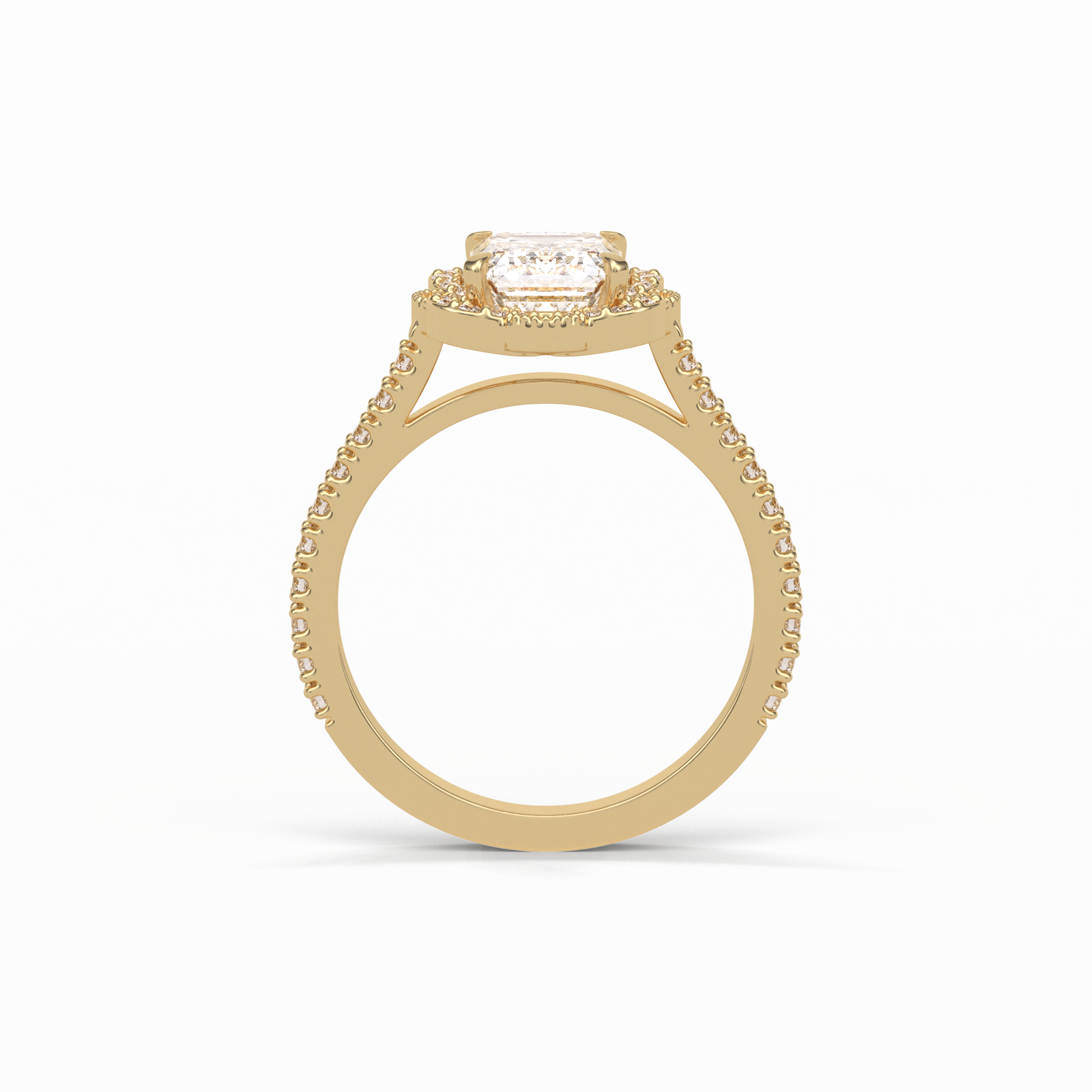 1.6 CT Emerald Cut Cluster Style Moissanite Engagement Ring 11