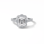 1.6 CT Emerald Cut Cluster Style Moissanite Engagement Ring 1