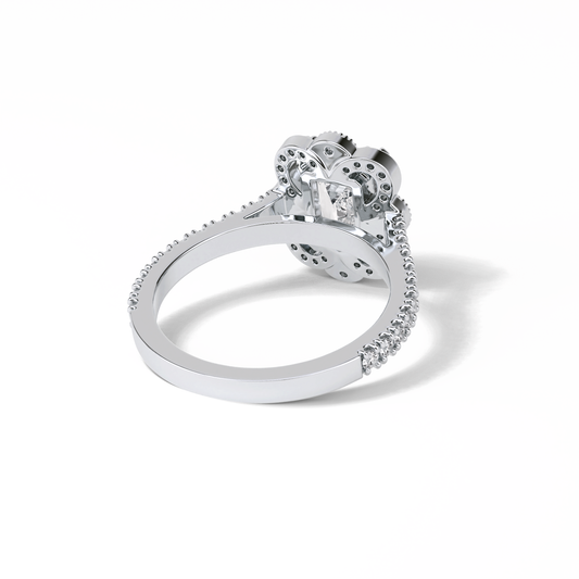 1.6 CT Emerald Cut Cluster Style Moissanite Engagement Ring