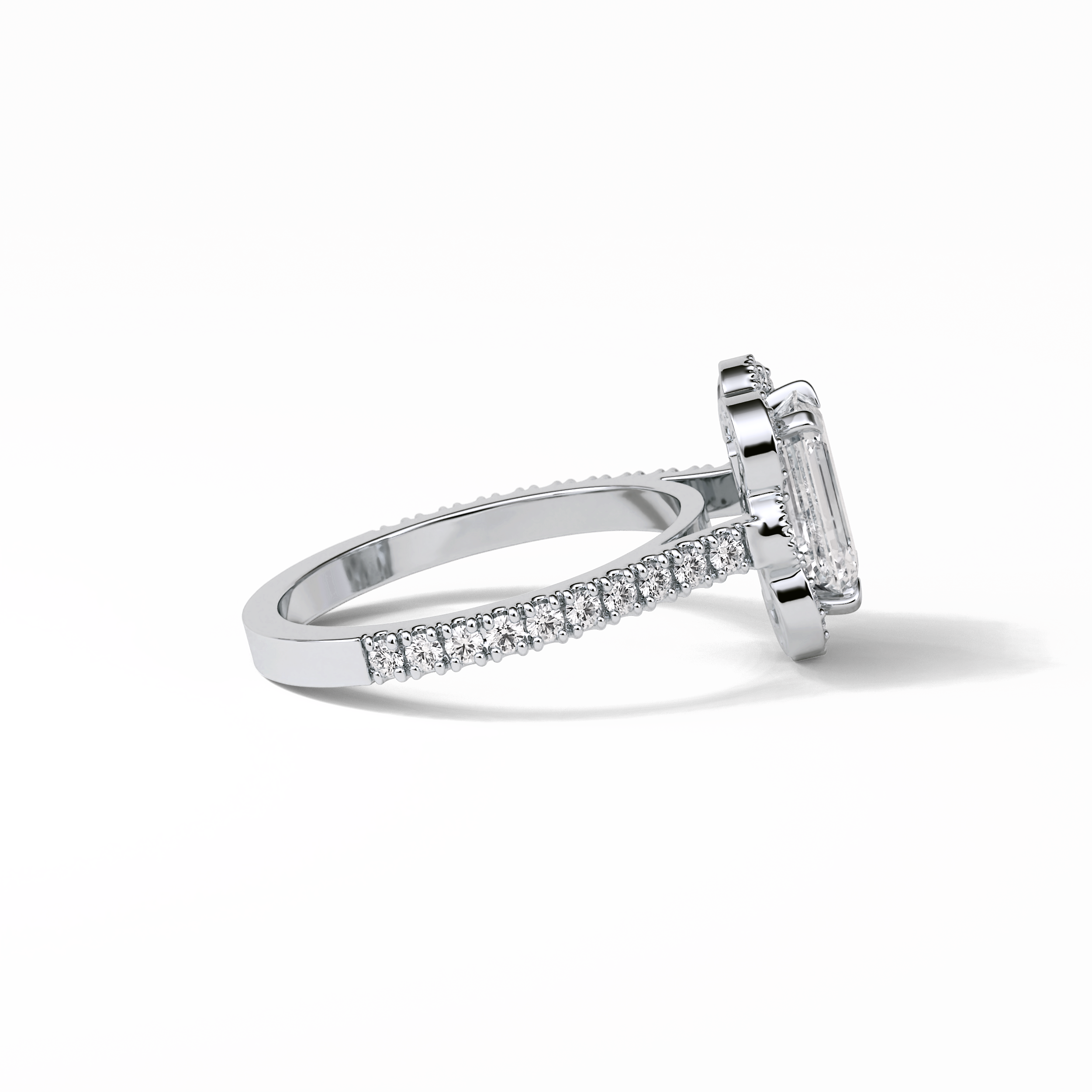 1.6 CT Emerald Cut Cluster Style Moissanite Engagement Ring 3