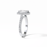 1.6 CT Emerald Cut Cluster Style Moissanite Engagement Ring 5