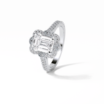 1.6 CT Emerald Cut Cluster Style Moissanite Engagement Ring 6