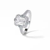 1.6 CT Emerald Cut Cluster Style Moissanite Engagement Ring 6