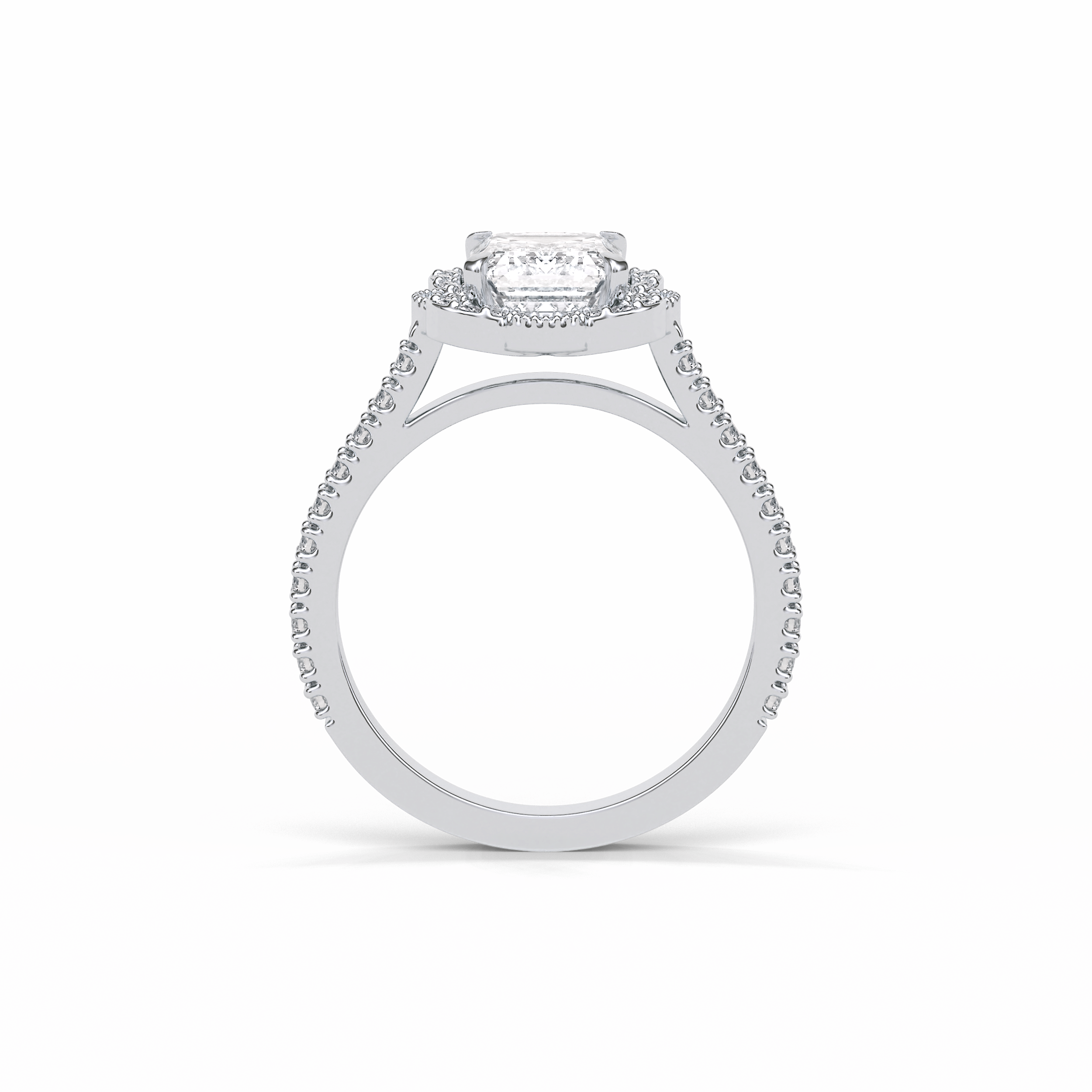 1.6 CT Emerald Cut Cluster Style Moissanite Engagement Ring 7