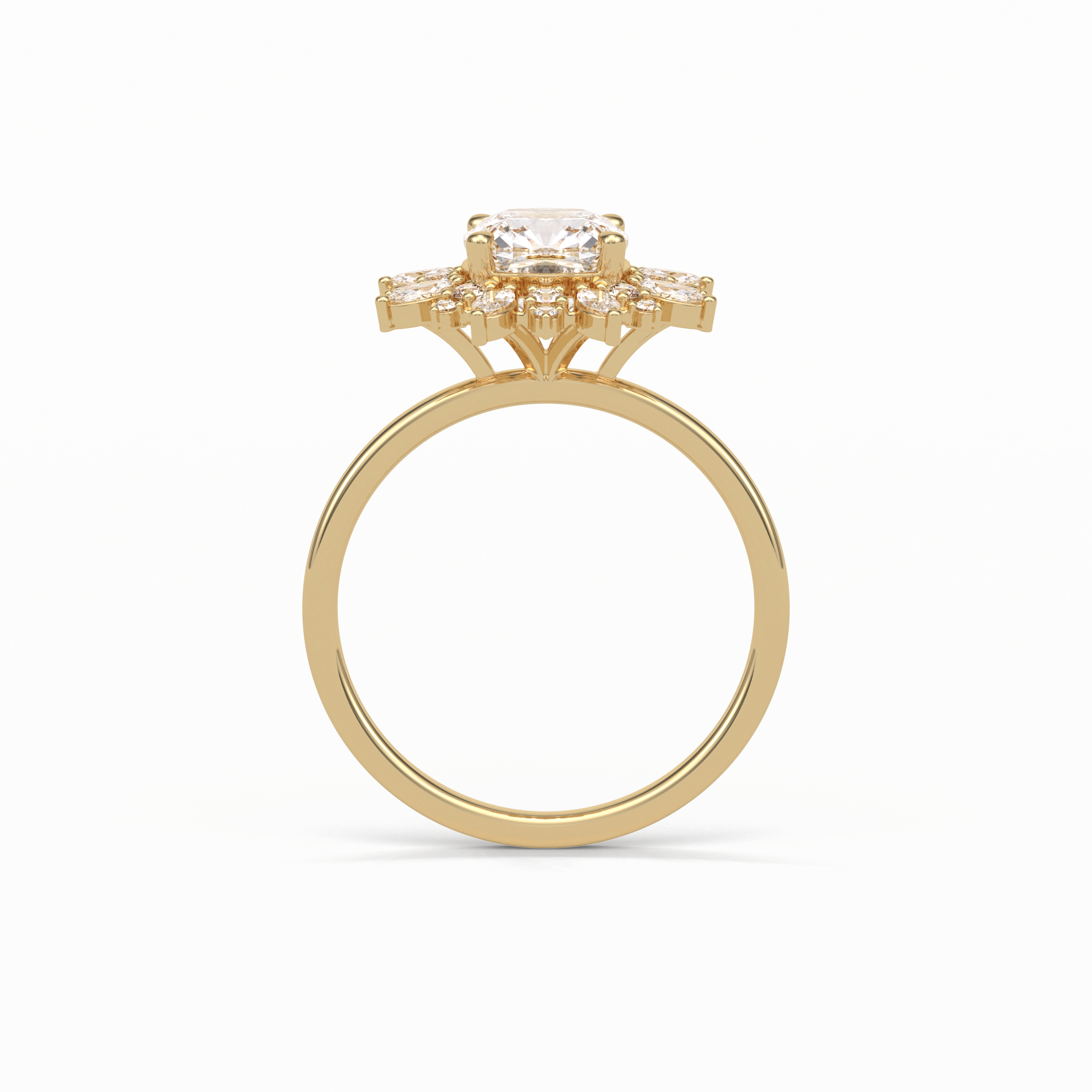 1.21 CT Cushion Cut Cluster Style Moissanite Engagement Ring 13