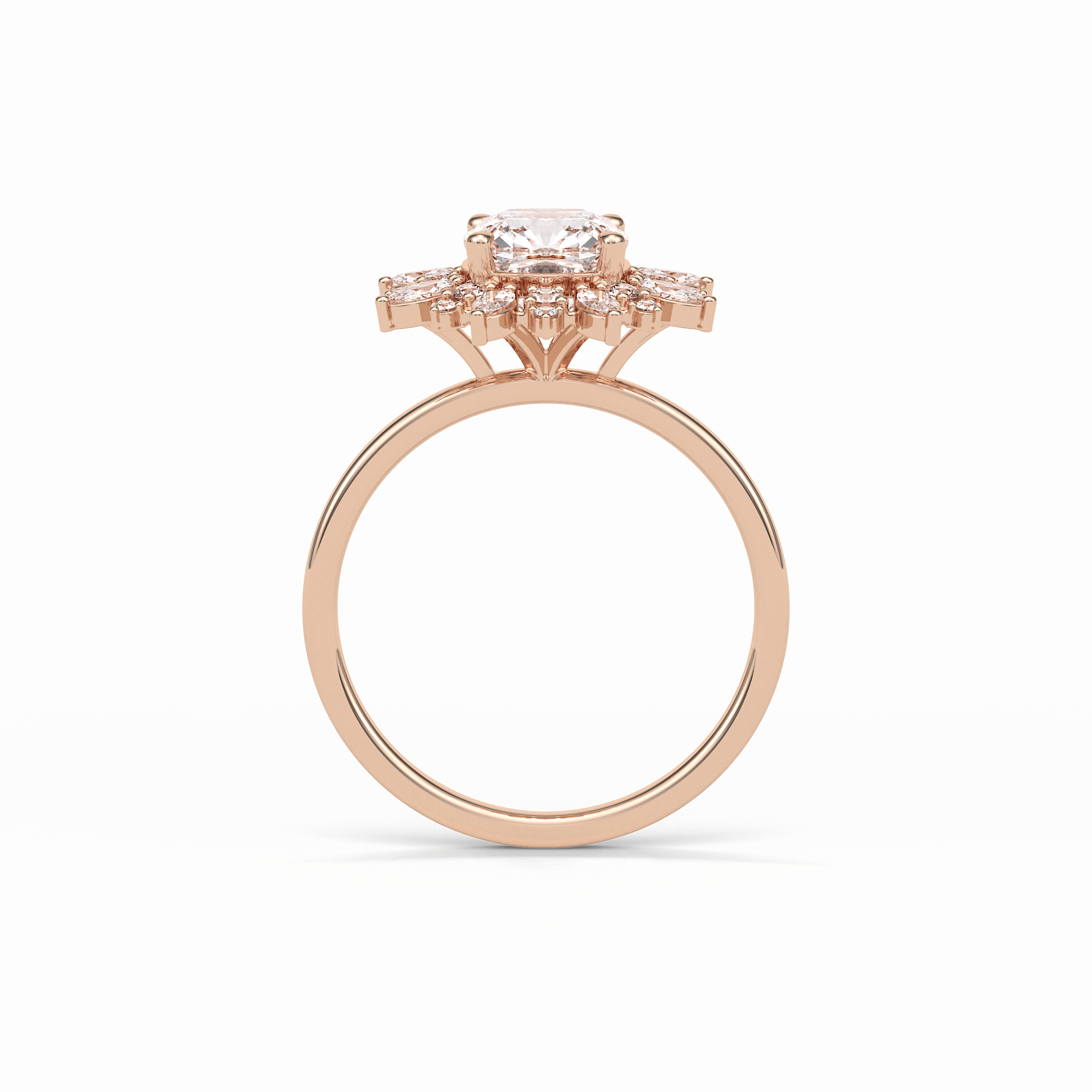 1.21 CT Cushion Cut Cluster Style Moissanite Engagement Ring 18