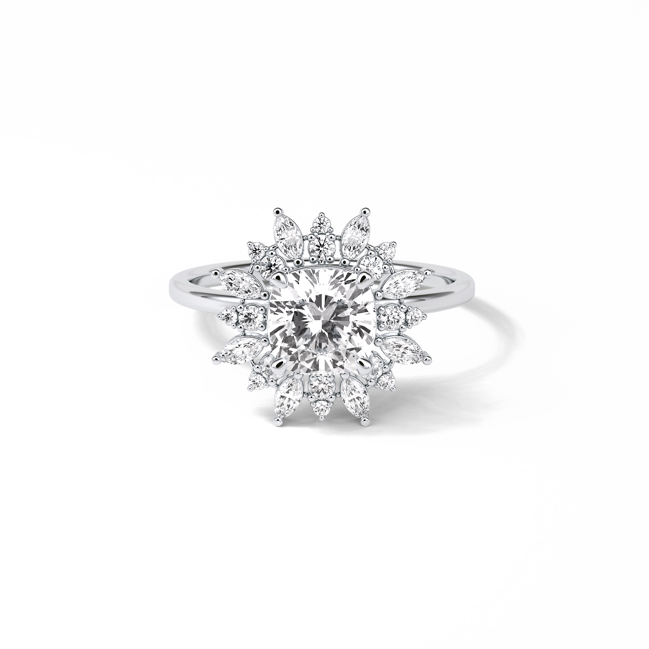 1.21 CT Cushion Cut Cluster Style Moissanite Engagement Ring 1