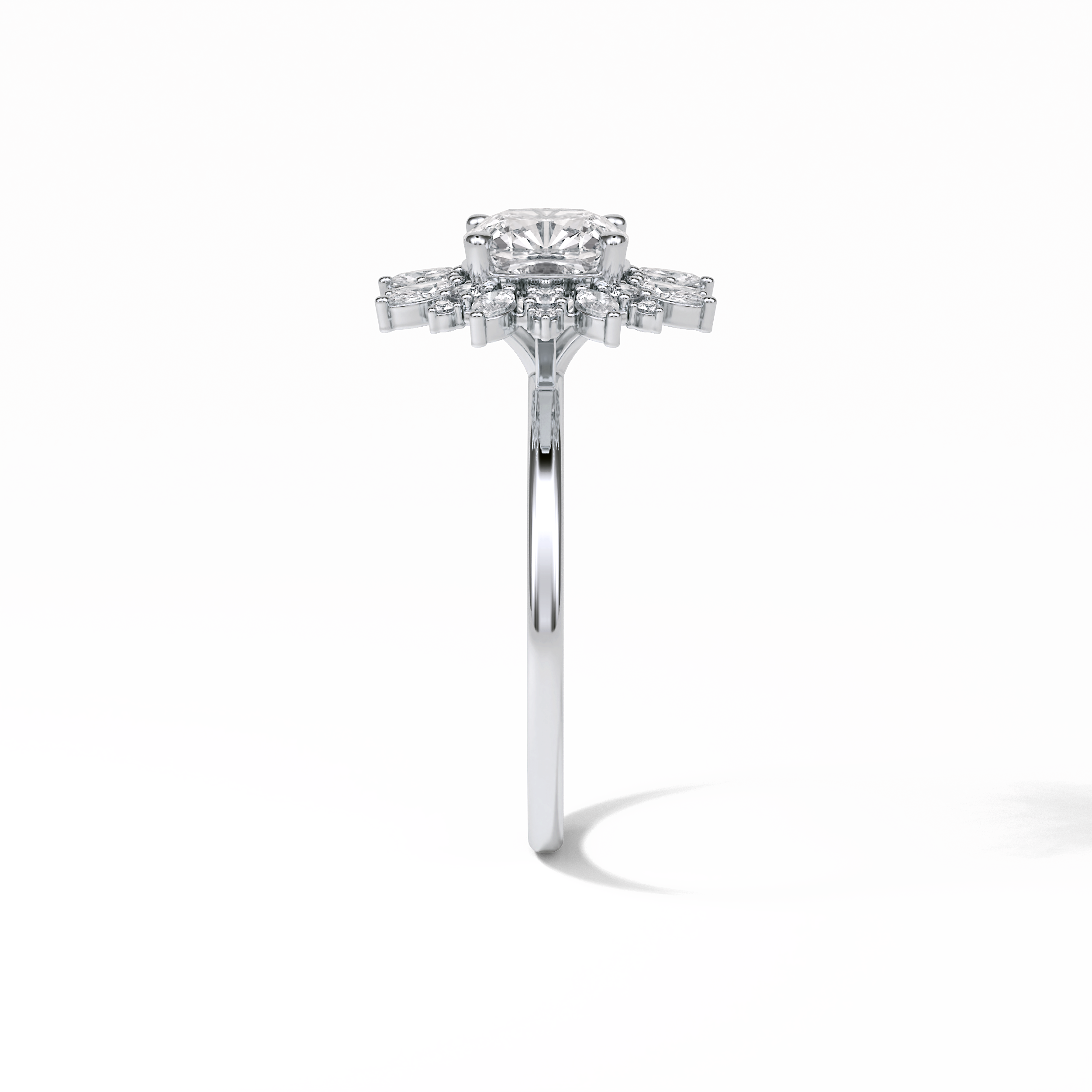 1.21 CT Cushion Cut Cluster Style Moissanite Engagement Ring 2
