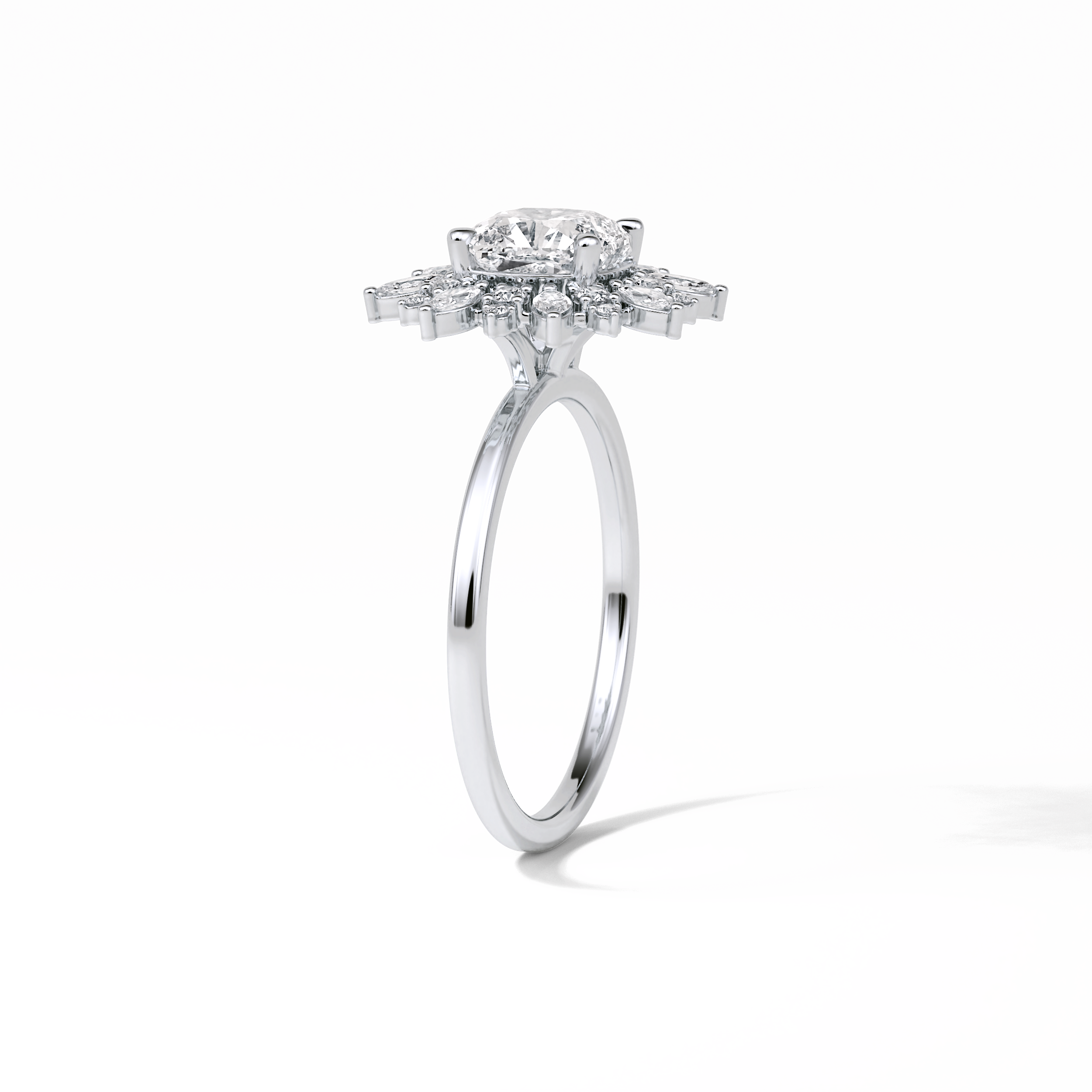 1.21 CT Cushion Cut Cluster Style Moissanite Engagement Ring 3