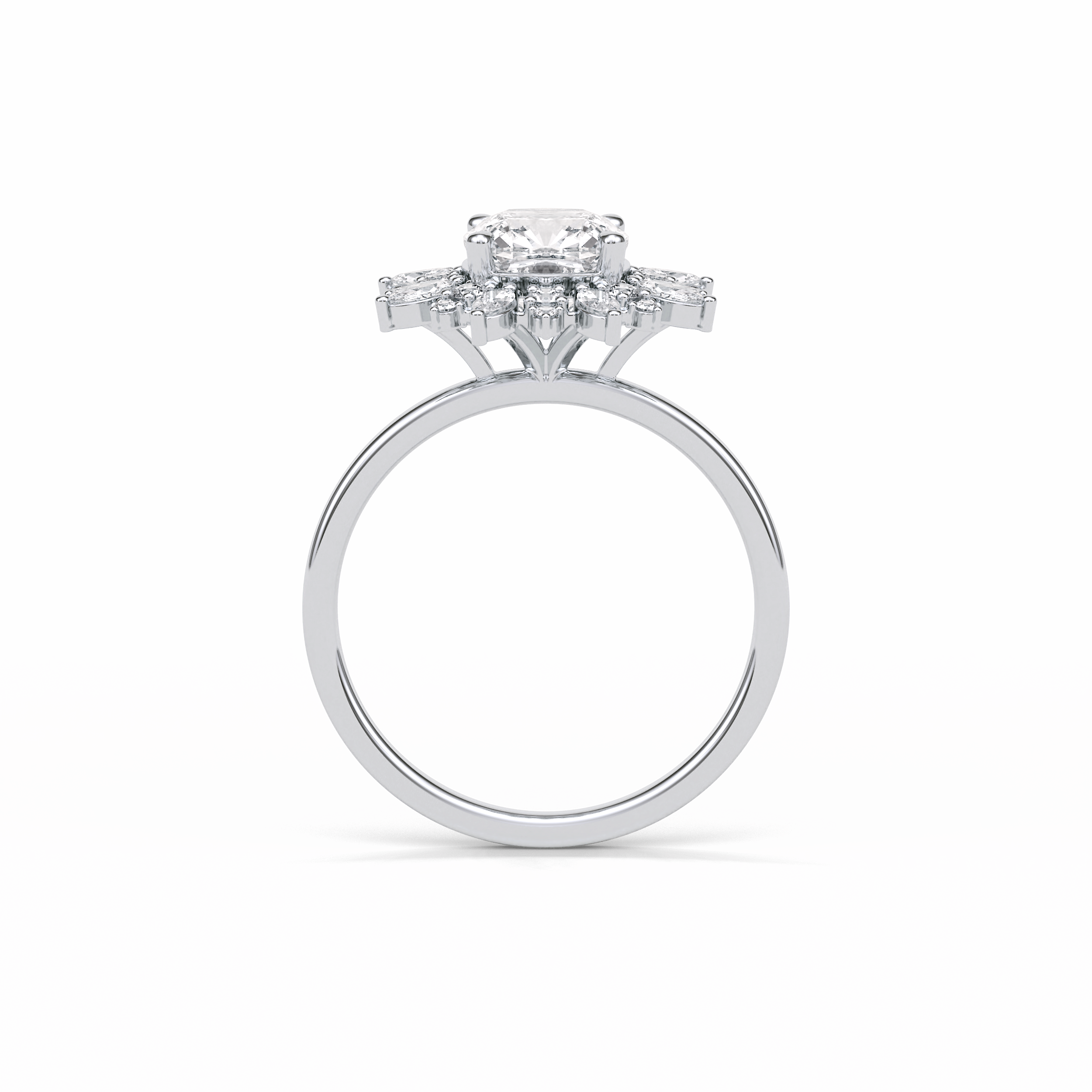 1.21 CT Cushion Cut Cluster Style Moissanite Engagement Ring 5