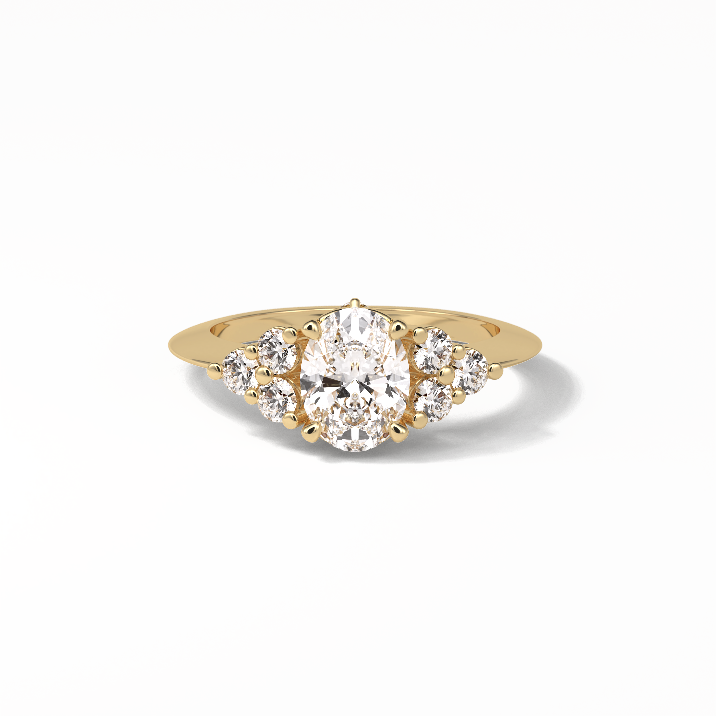 1.33 CT Oval Cut Cluster Style Moissanite Engagement Ring 8