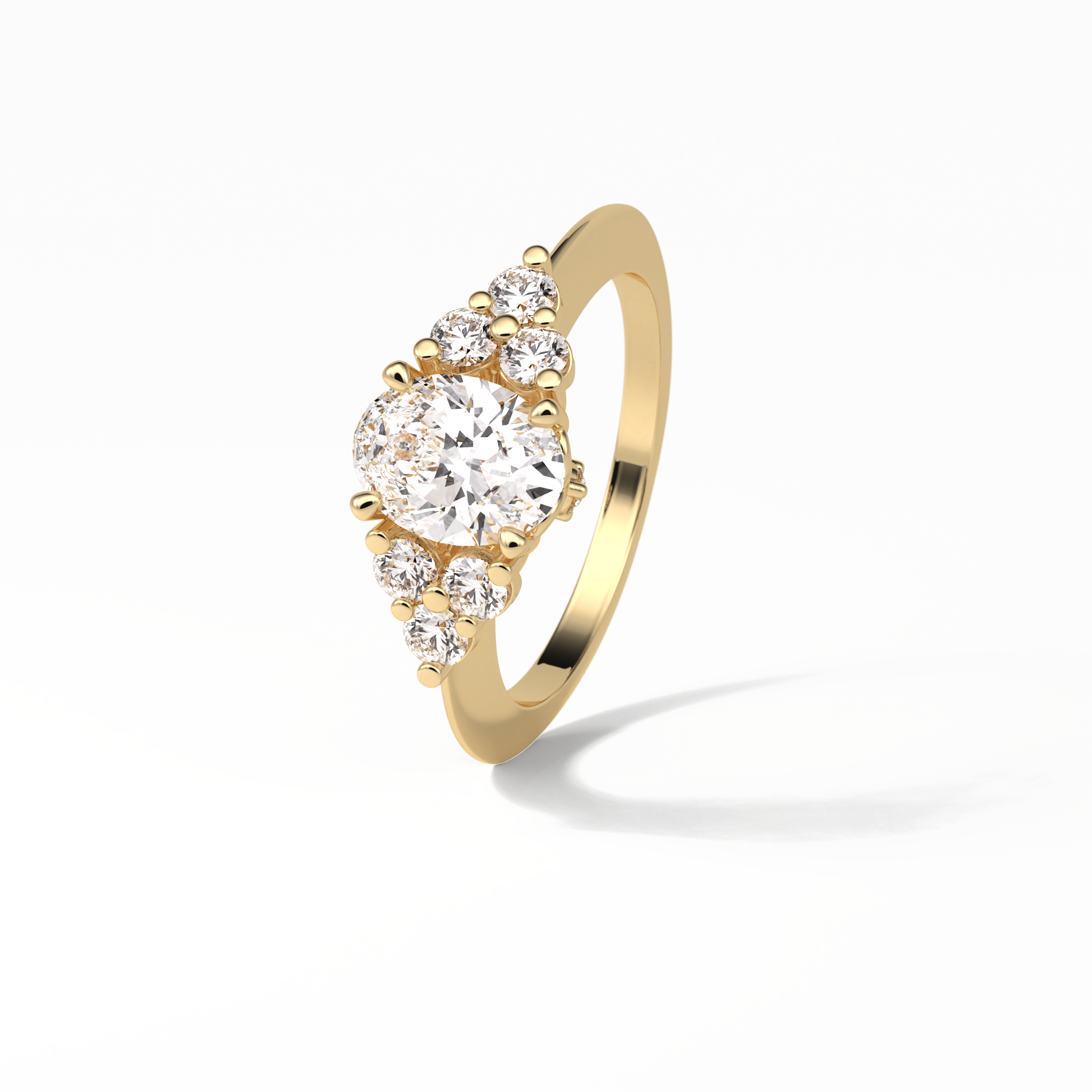 1.33 CT Oval Cut Cluster Style Moissanite Engagement Ring 12