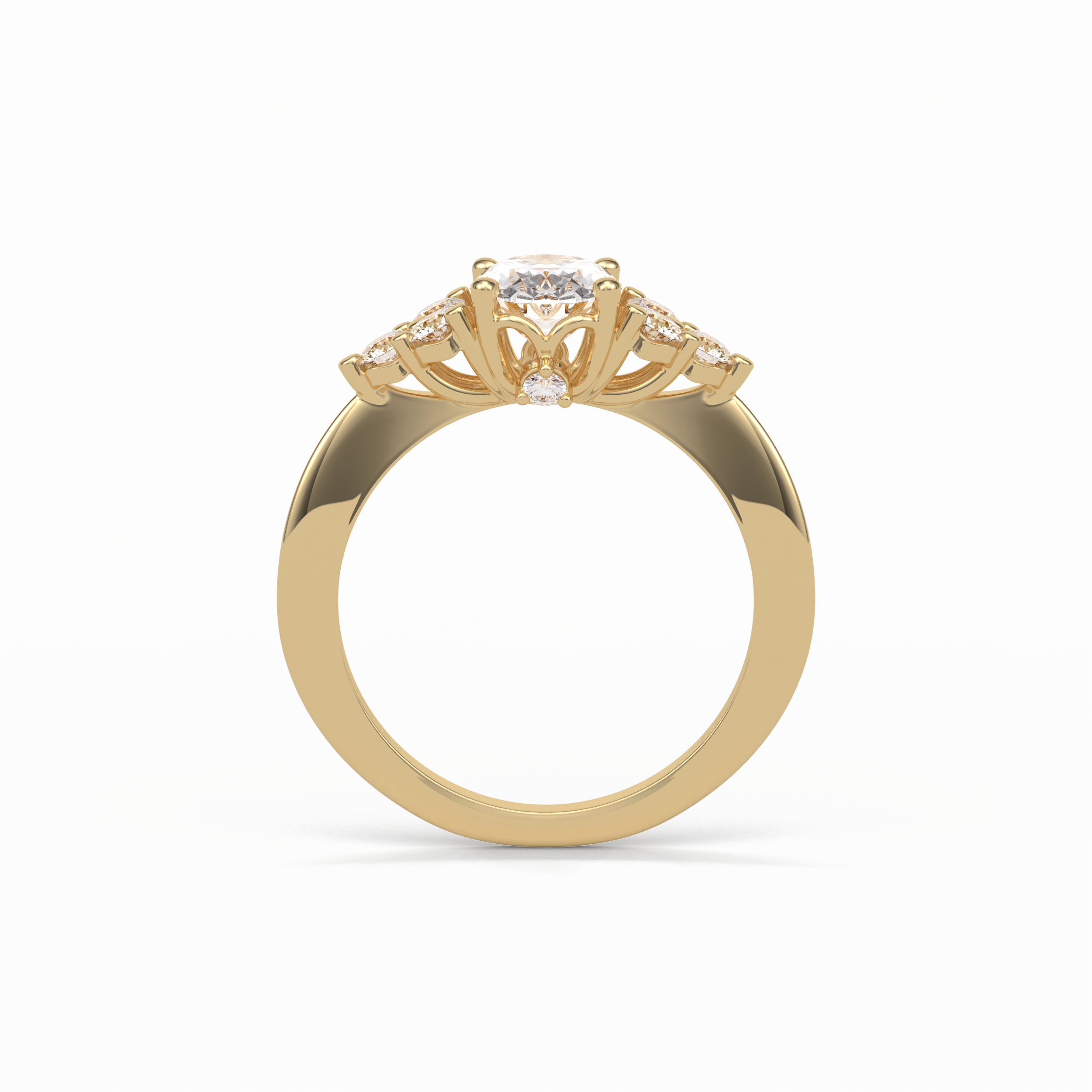 1.33 CT Oval Cut Cluster Style Moissanite Engagement Ring 13