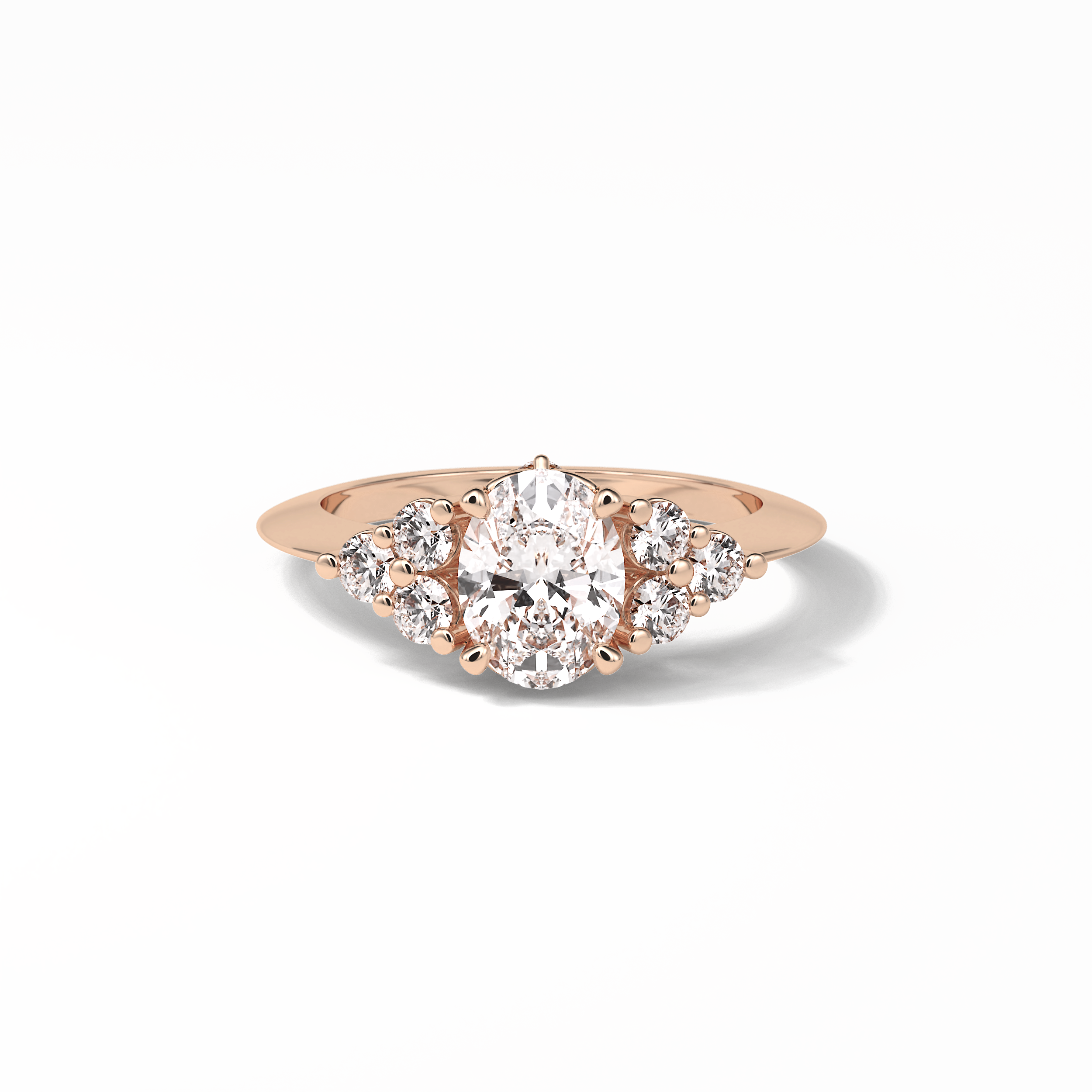 1.33 CT Oval Cut Cluster Style Moissanite Engagement Ring 15