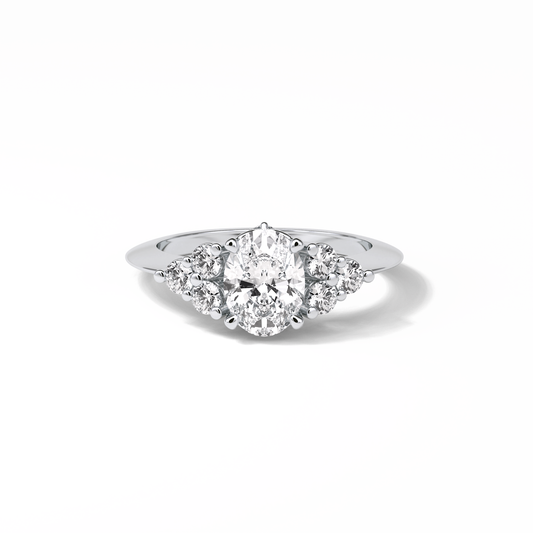 1.33 CT Oval Cut Cluster Style Moissanite Engagement Ring