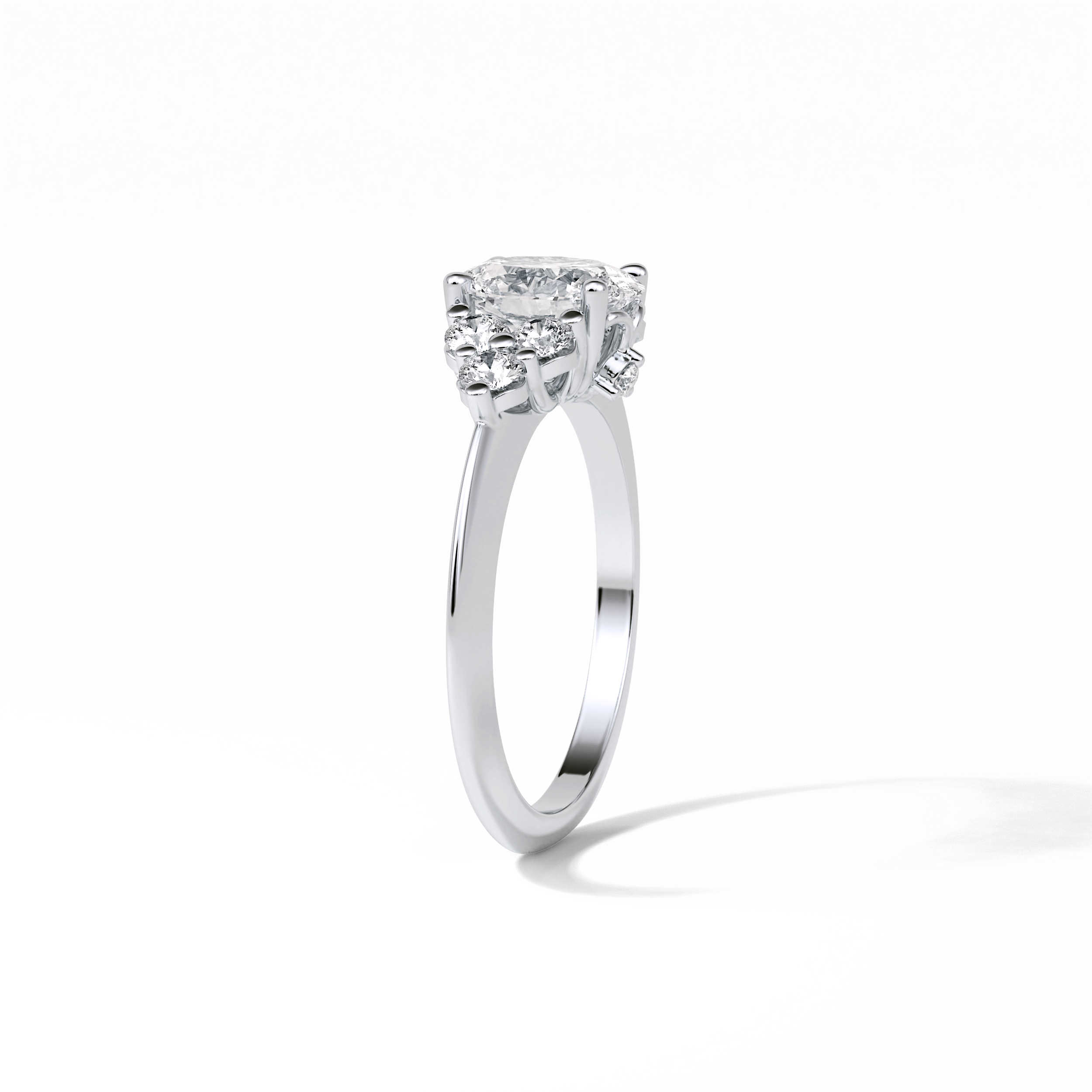 1.33 CT Oval Cut Cluster Style Moissanite Engagement Ring 5