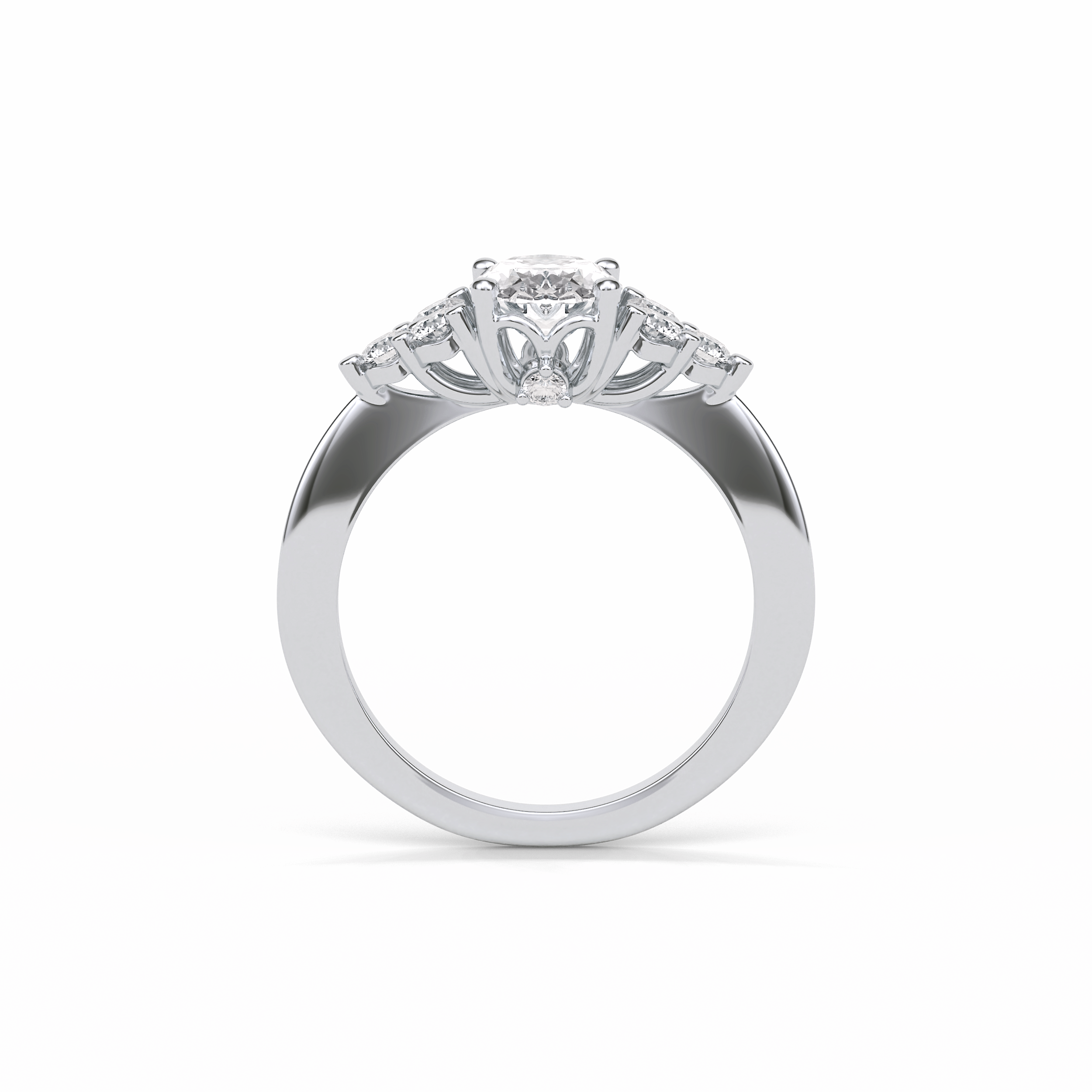 1.33 CT Oval Cut Cluster Style Moissanite Engagement Ring 7