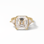 7.02 CT Emerald Cut Three Stones Style Moissanite Engagement Ring 8