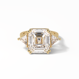 7.02 CT Emerald Cut Three Stones Style Moissanite Engagement Ring 8