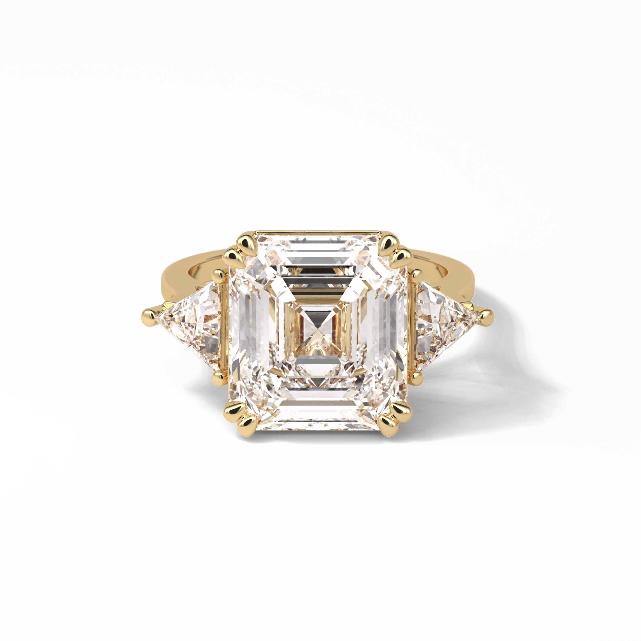 7.02 CT Emerald Cut Three Stones Style Moissanite Engagement Ring 8