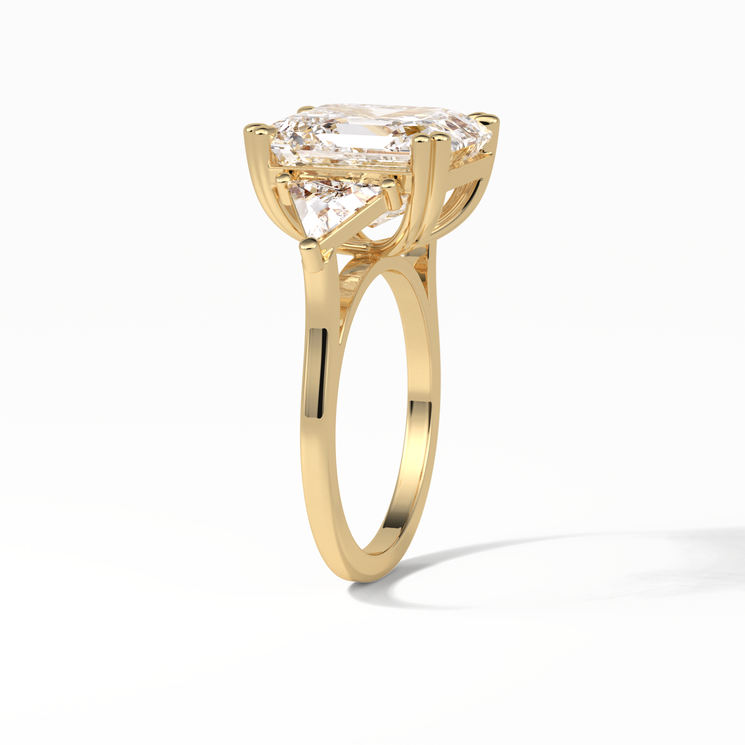 7.02 CT Emerald Cut Three Stones Style Moissanite Engagement Ring 12