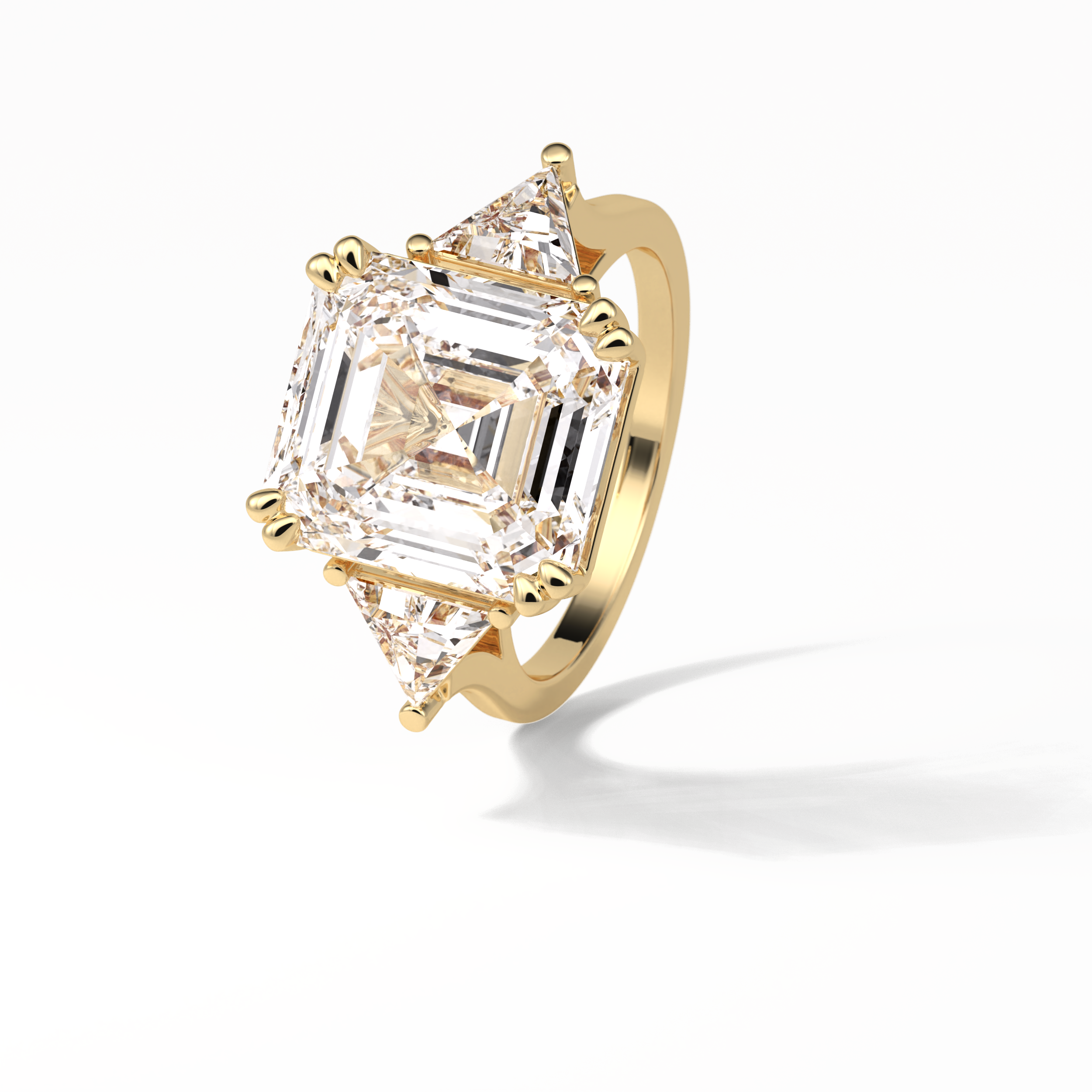 7.02 CT Emerald Cut Three Stones Style Moissanite Engagement Ring 13