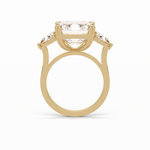 7.02 CT Emerald Cut Three Stones Style Moissanite Engagement Ring 10