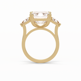 7.02 CT Emerald Cut Three Stones Style Moissanite Engagement Ring 10