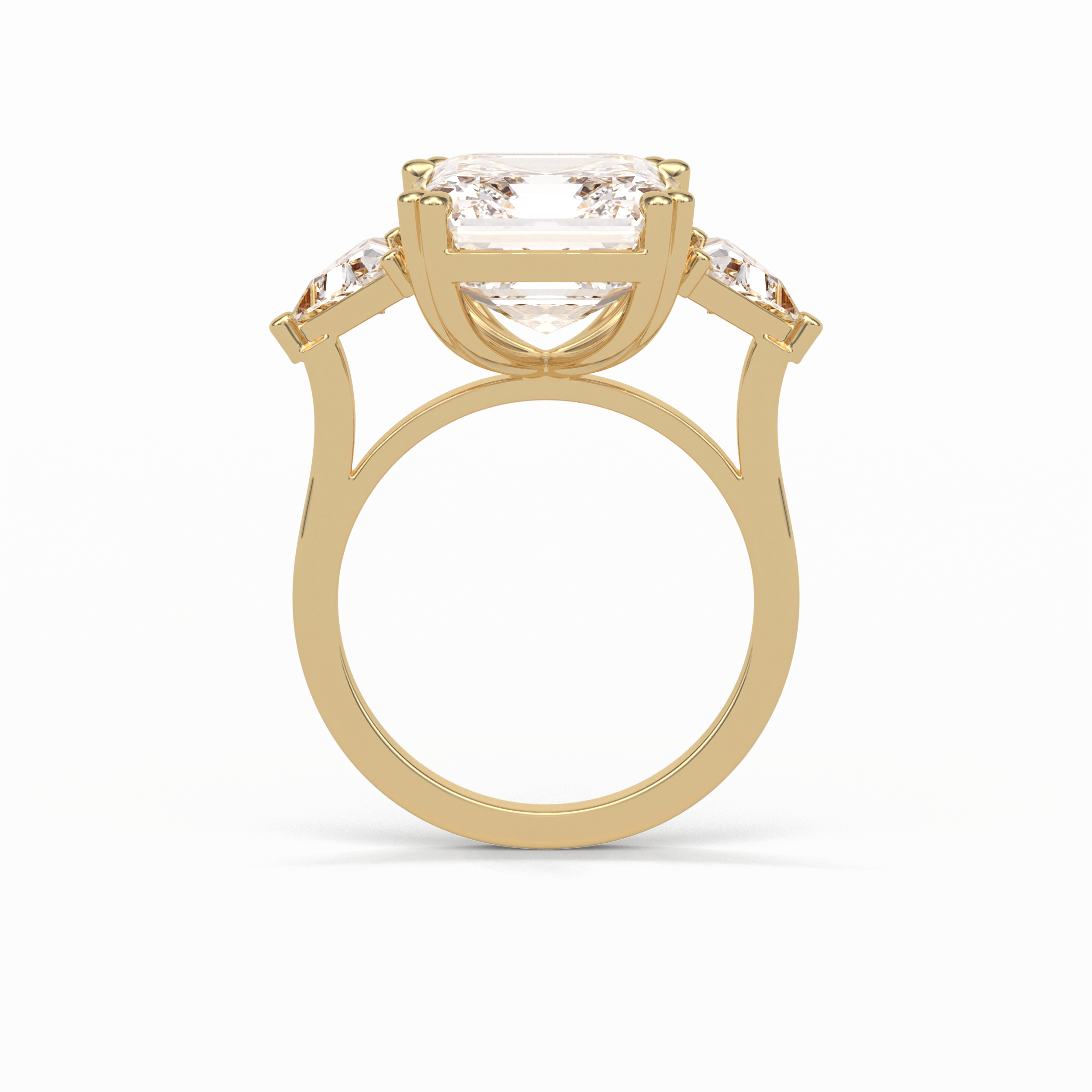 7.02 CT Emerald Cut Three Stones Style Moissanite Engagement Ring 10