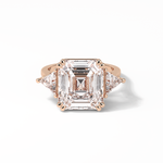 7.02 CT Emerald Cut Three Stones Style Moissanite Engagement Ring 15