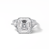 7.02 CT Emerald Cut Three Stones Style Moissanite Engagement Ring 1