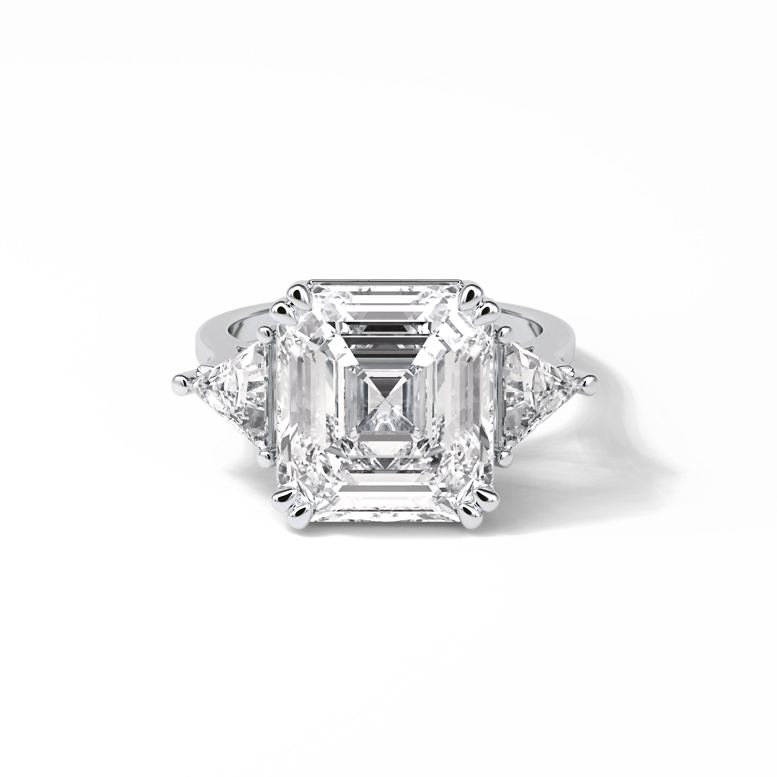 7.02 CT Emerald Cut Three Stones Style Moissanite Engagement Ring 1