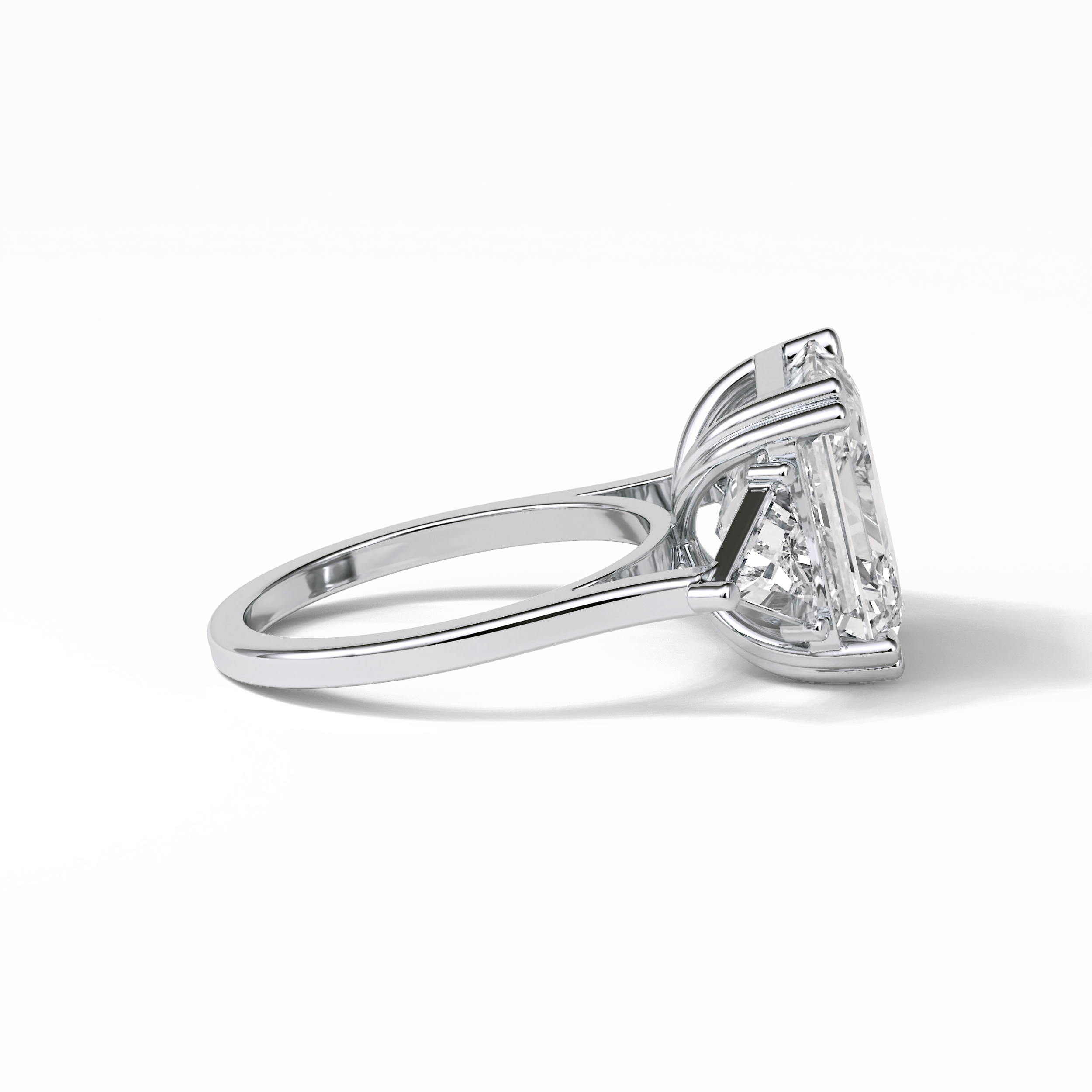 7.02 CT Emerald Cut Three Stones Style Moissanite Engagement Ring 7